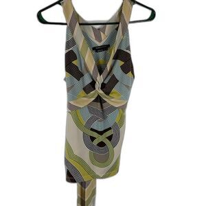 BCBG Maxazria Womens Top Sleeveless V Neck Summer Size Small Tie Back